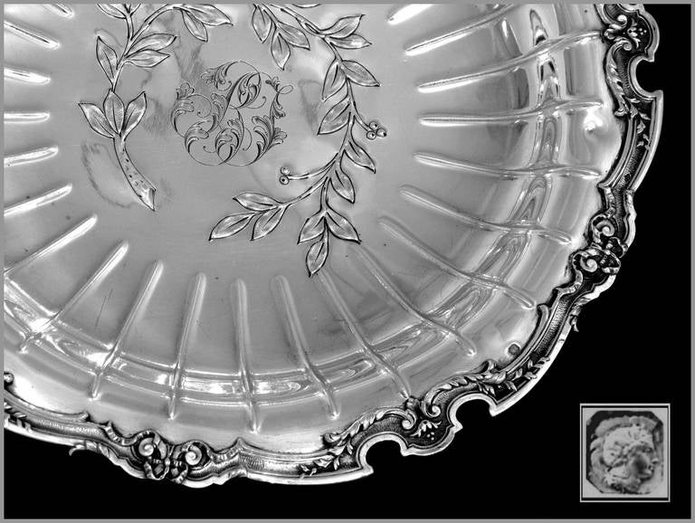 Fabulous French All Sterling Silver Compote/Serving Dish/Tray Louis XVI pattern 2