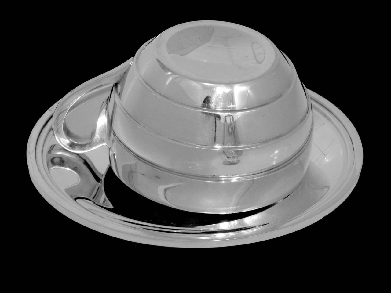 Women's or Men's Ravinet Massive French Sterling Silver Vermeil Six Coffee/Tea Cups w/Saucers