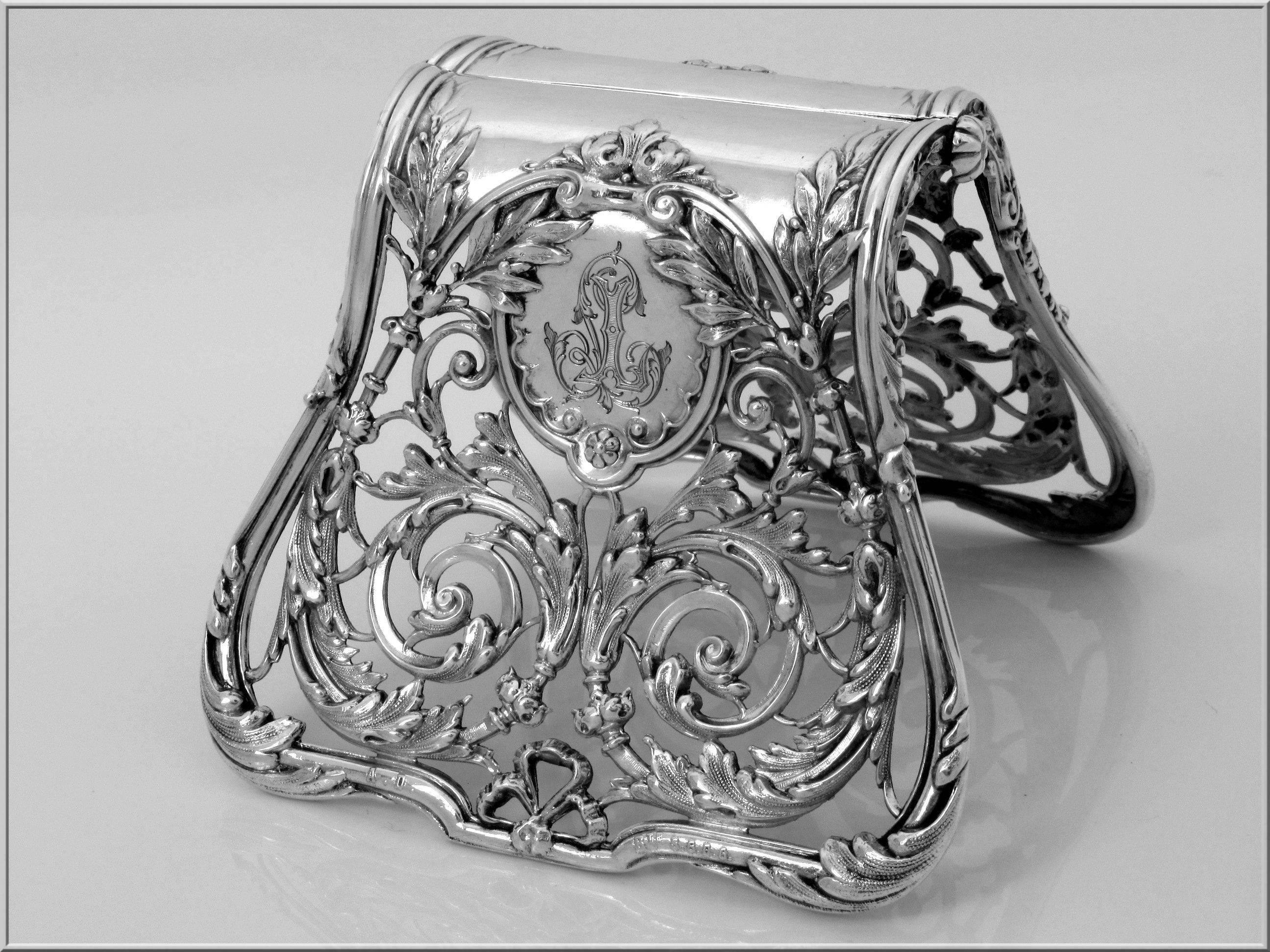 Debain Fabulous French All Sterling Silver Asparagus/Sandwiches Grip Rococo For Sale 4