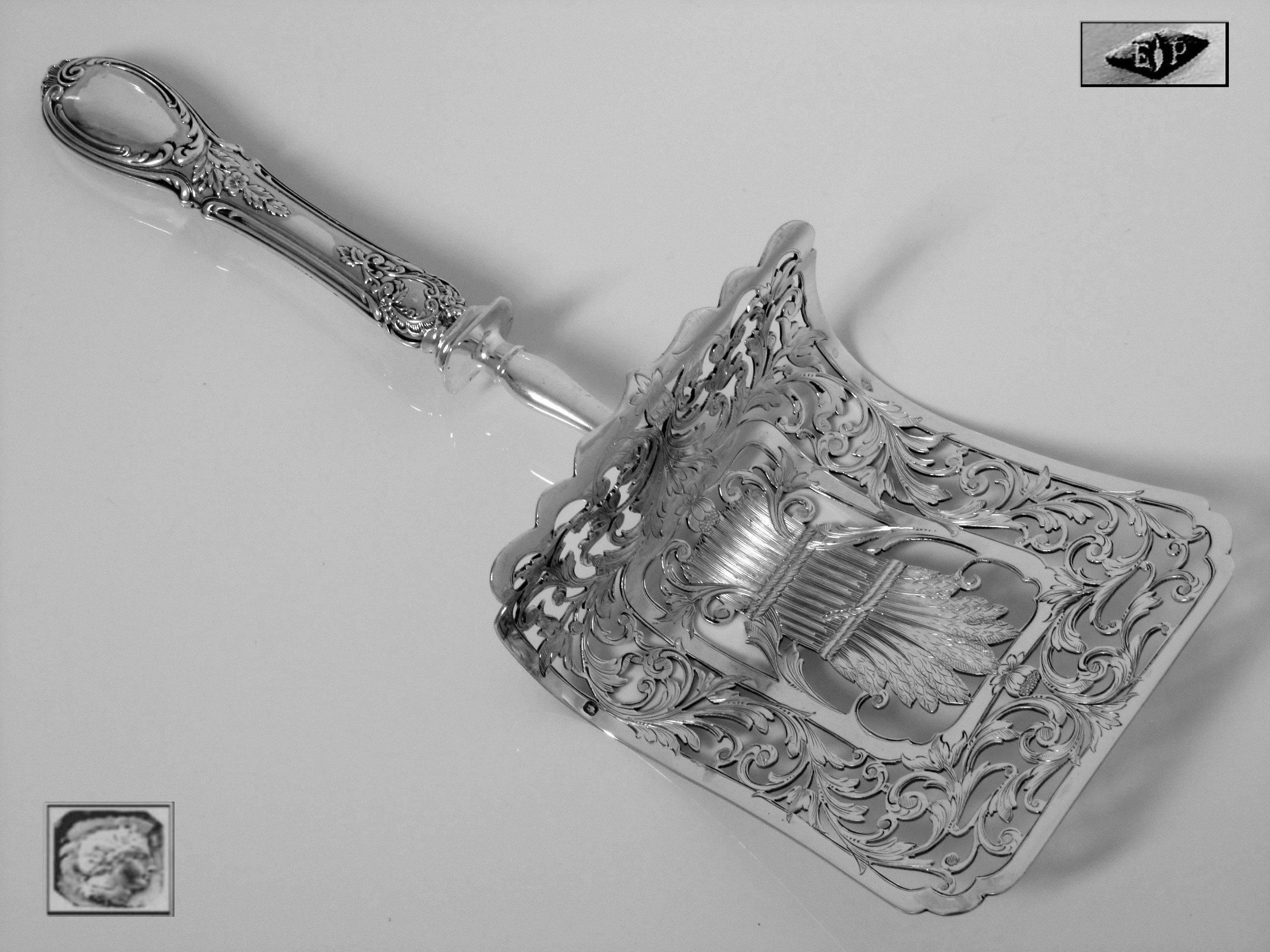 Puiforcat Fabulous French All Sterling Silver Asparagus/Pastry/Toast Server Rose In Good Condition For Sale In Triaize, Pays de Loire