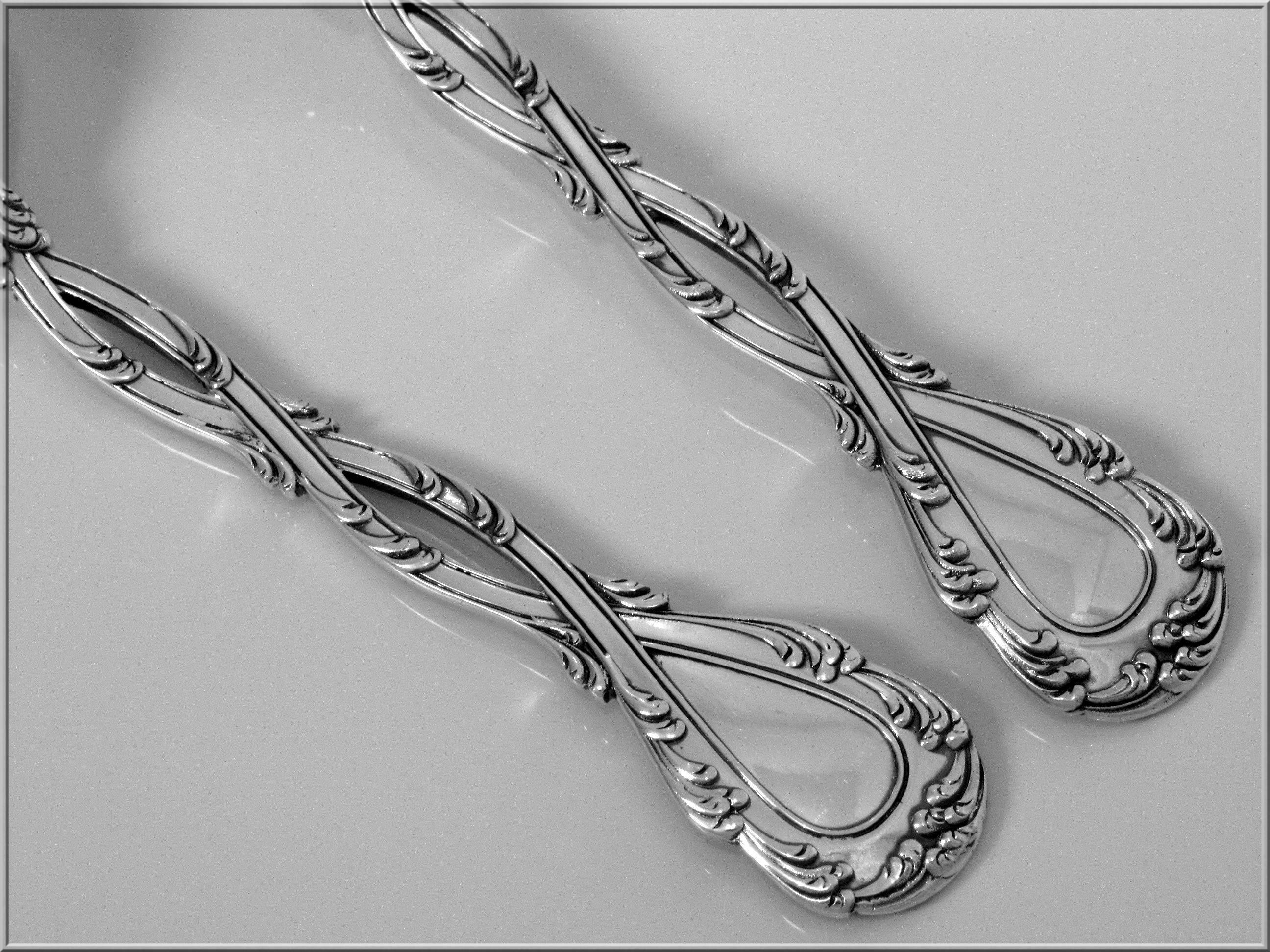 Odiot Tetard French All Sterling Silver Fish Servers 2 pc Trianon pattern For Sale 4