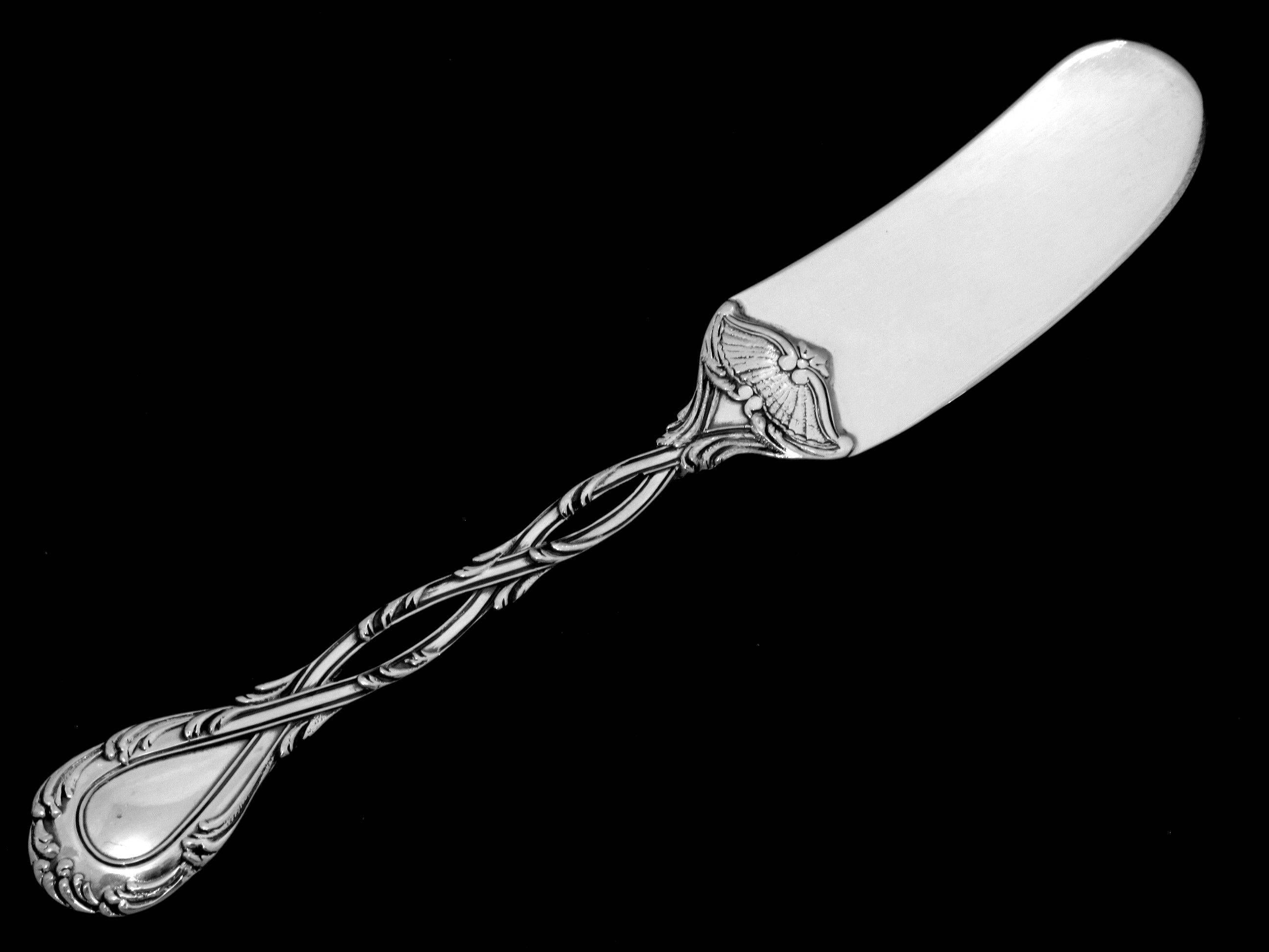 Odiot Tetard French All Sterling Silver Butter Spreader Set 6 pc Trianon pattern 2