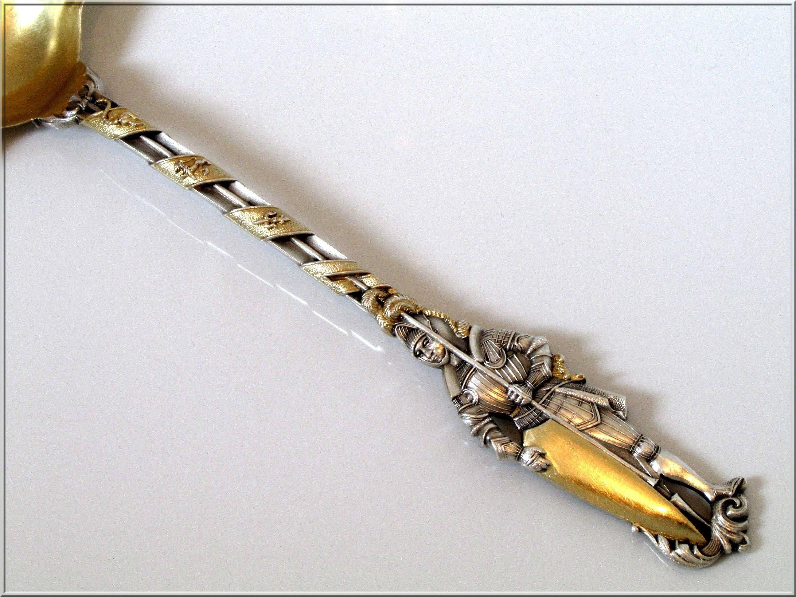 Puiforcat Masterpiece French Sterling Silver Vermeil Strawberry Spoon Knight 1