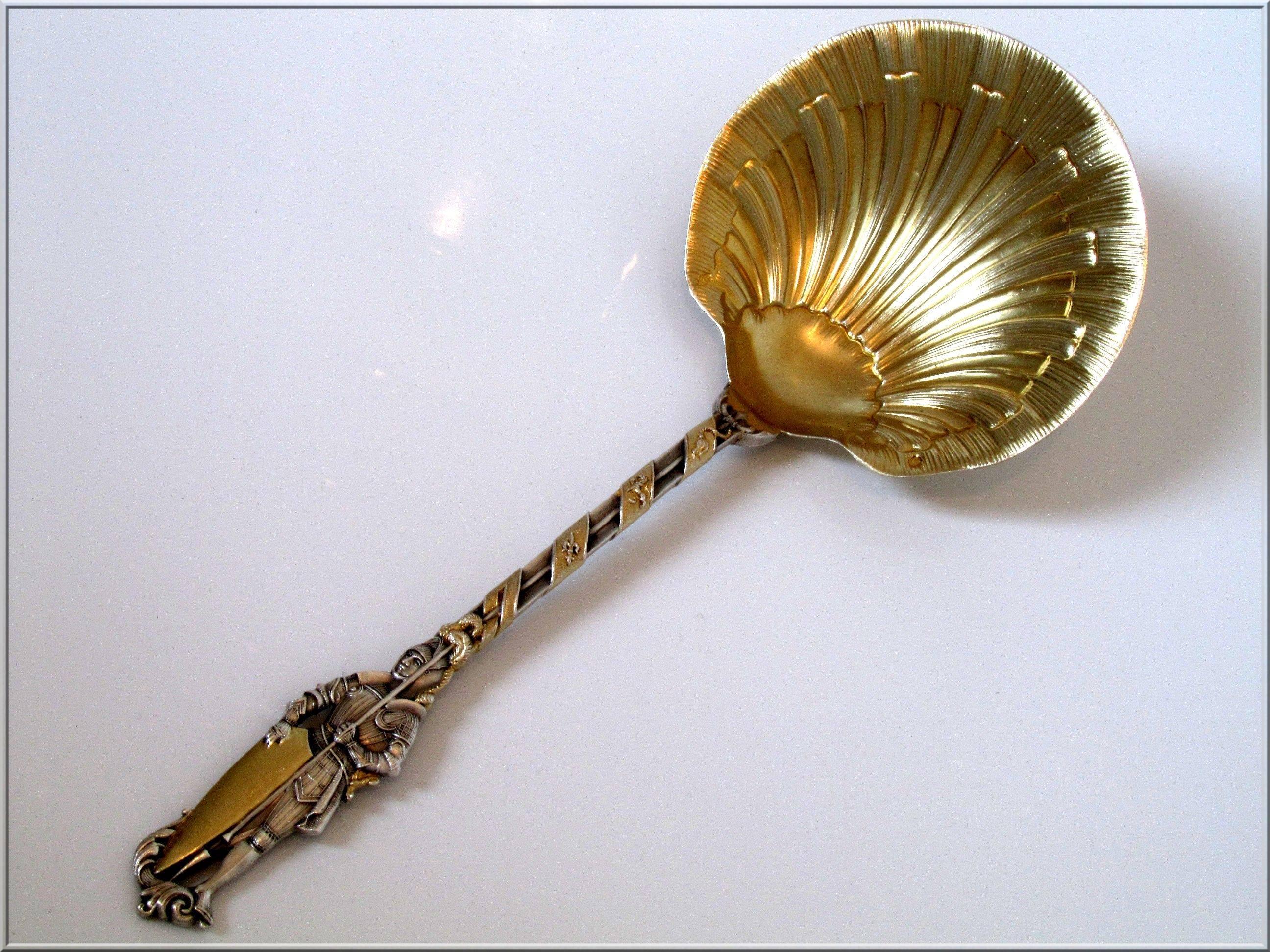 Puiforcat Masterpiece French Sterling Silver Vermeil Strawberry Spoon Knight 4