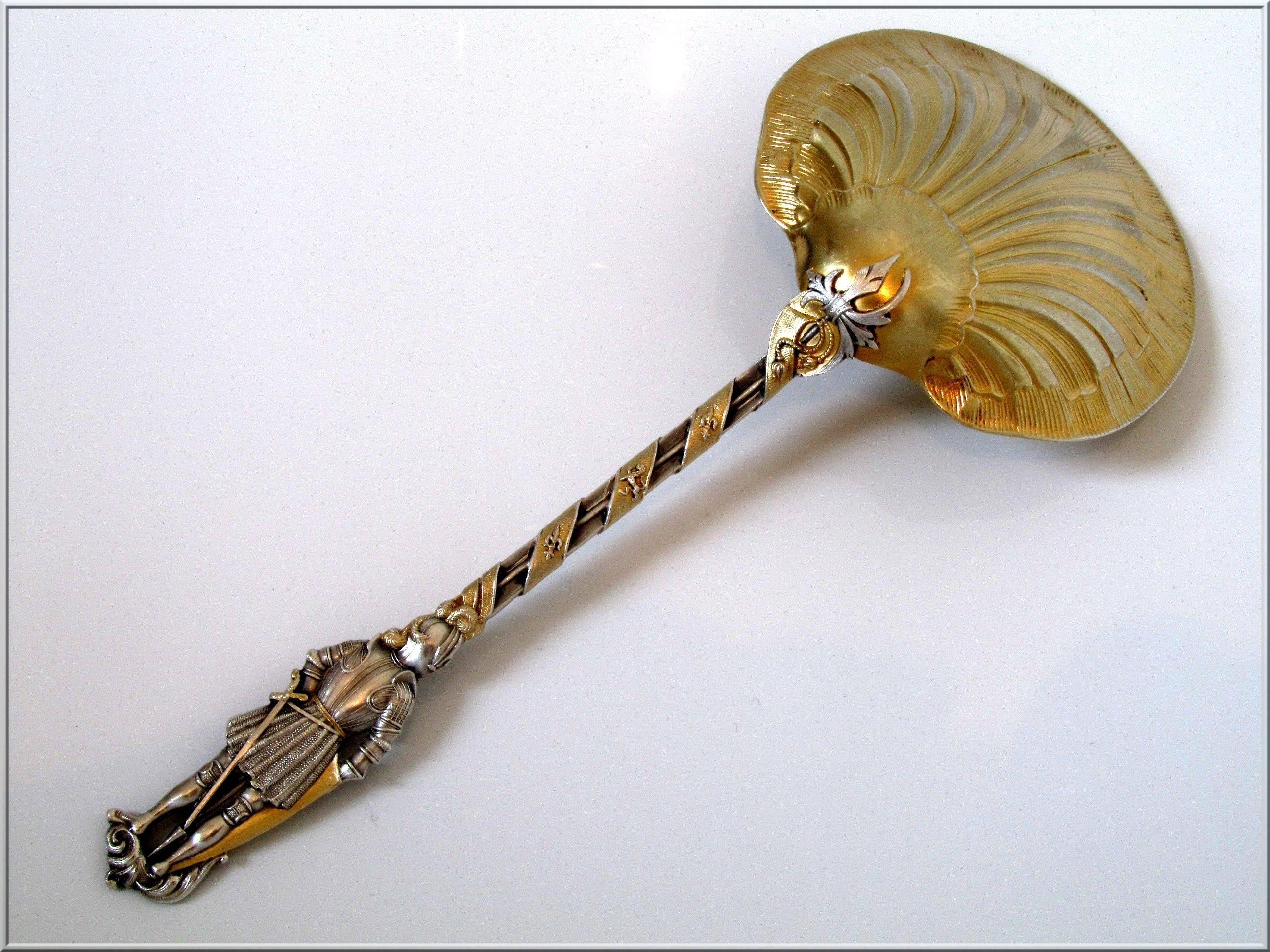 Puiforcat Masterpiece French Sterling Silver Vermeil Strawberry Spoon Knight 3