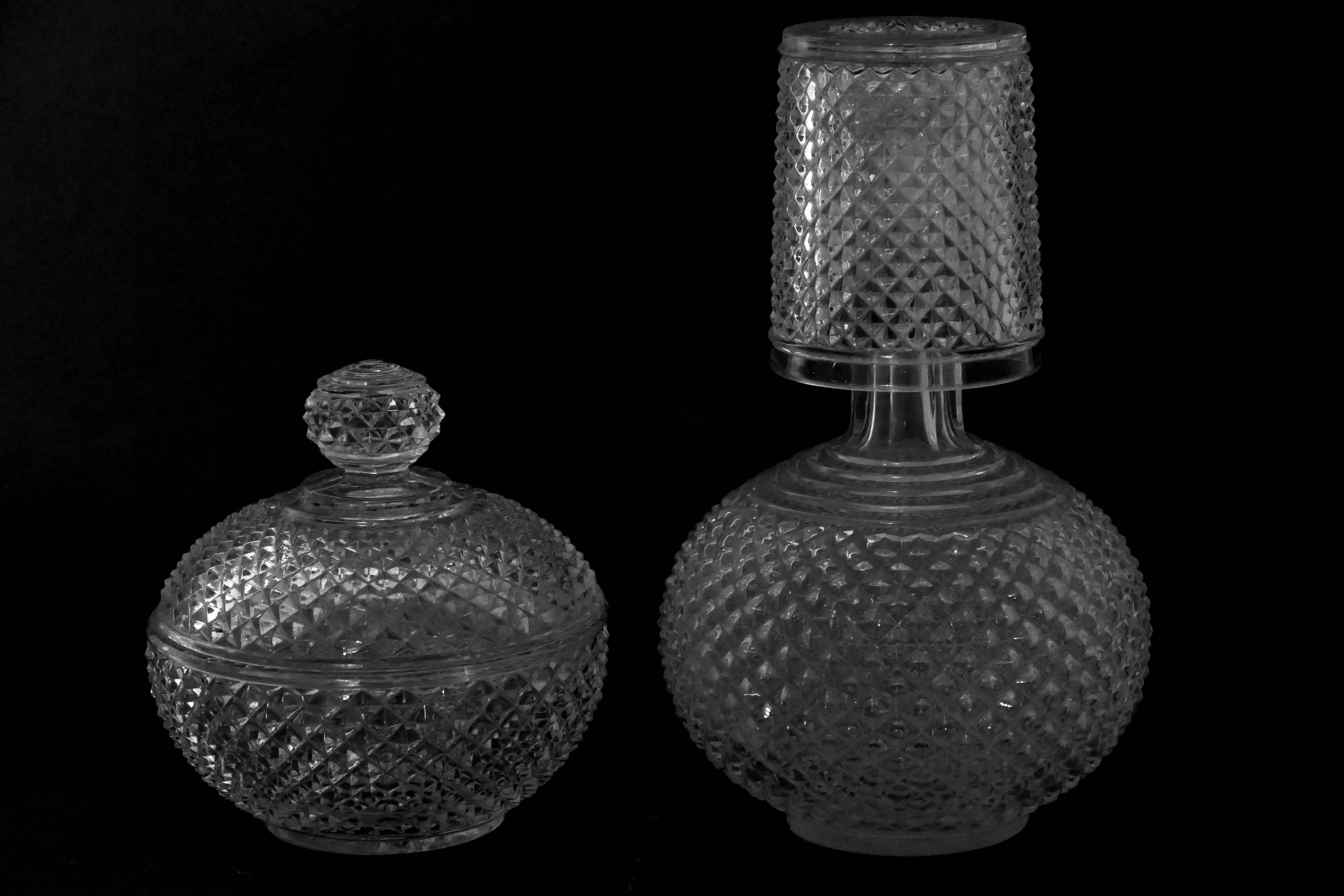 Art Deco 1900 Baccarat Diamond Cut Crystal Water or Night Set 7 pc