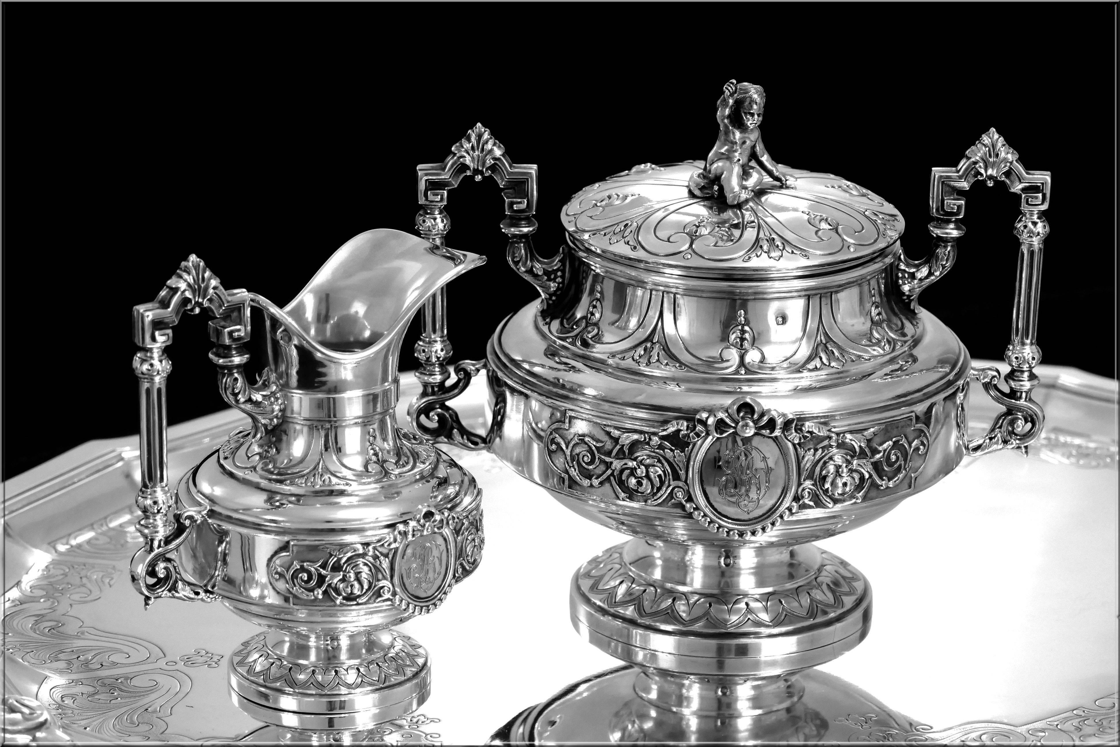 Boulenger Fabulous French All Sterling Silver Tea & Coffee Service 5 pc Putti 4