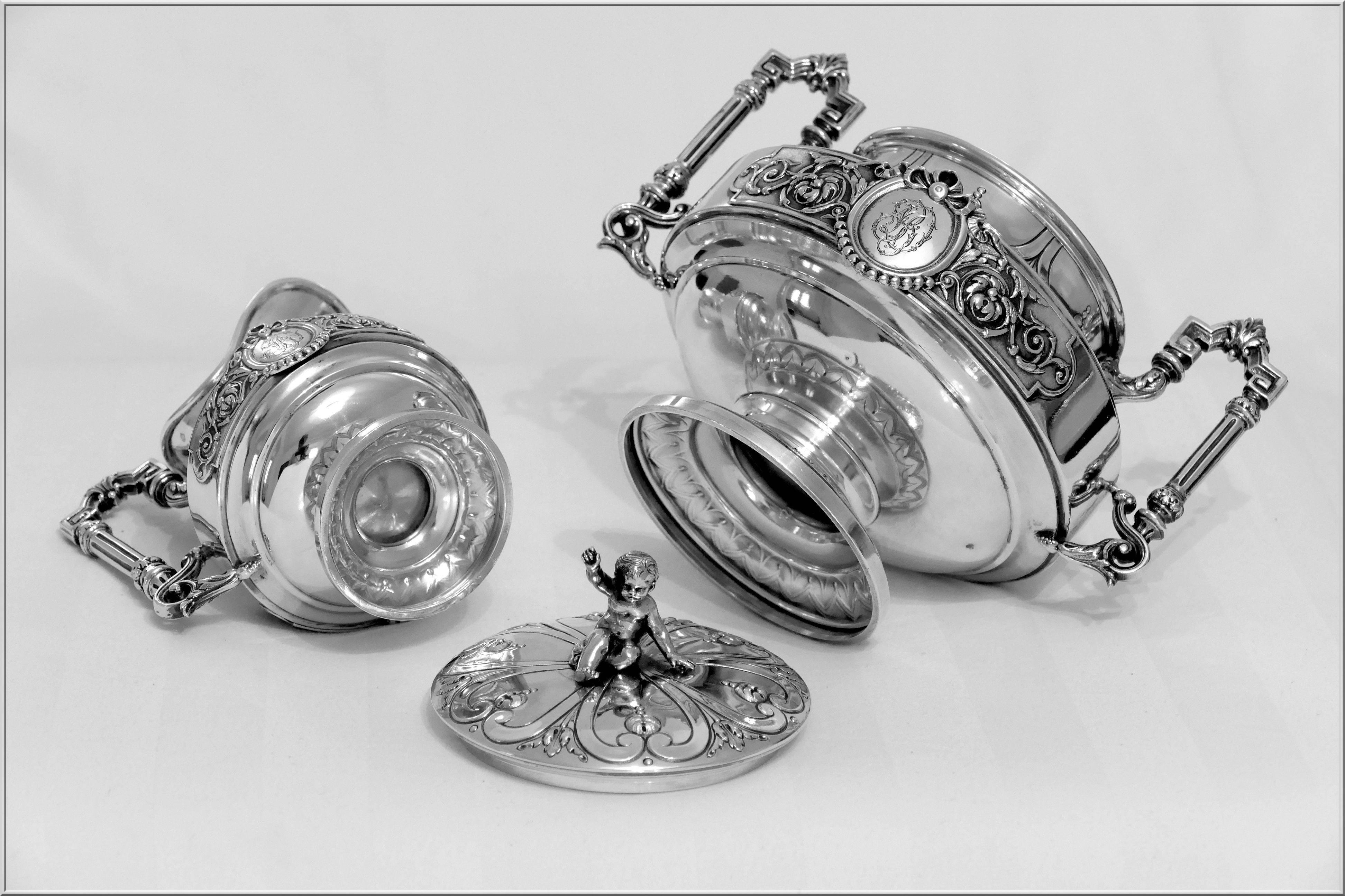Boulenger Fabulous French All Sterling Silver Tea & Coffee Service 5 pc Putti 3
