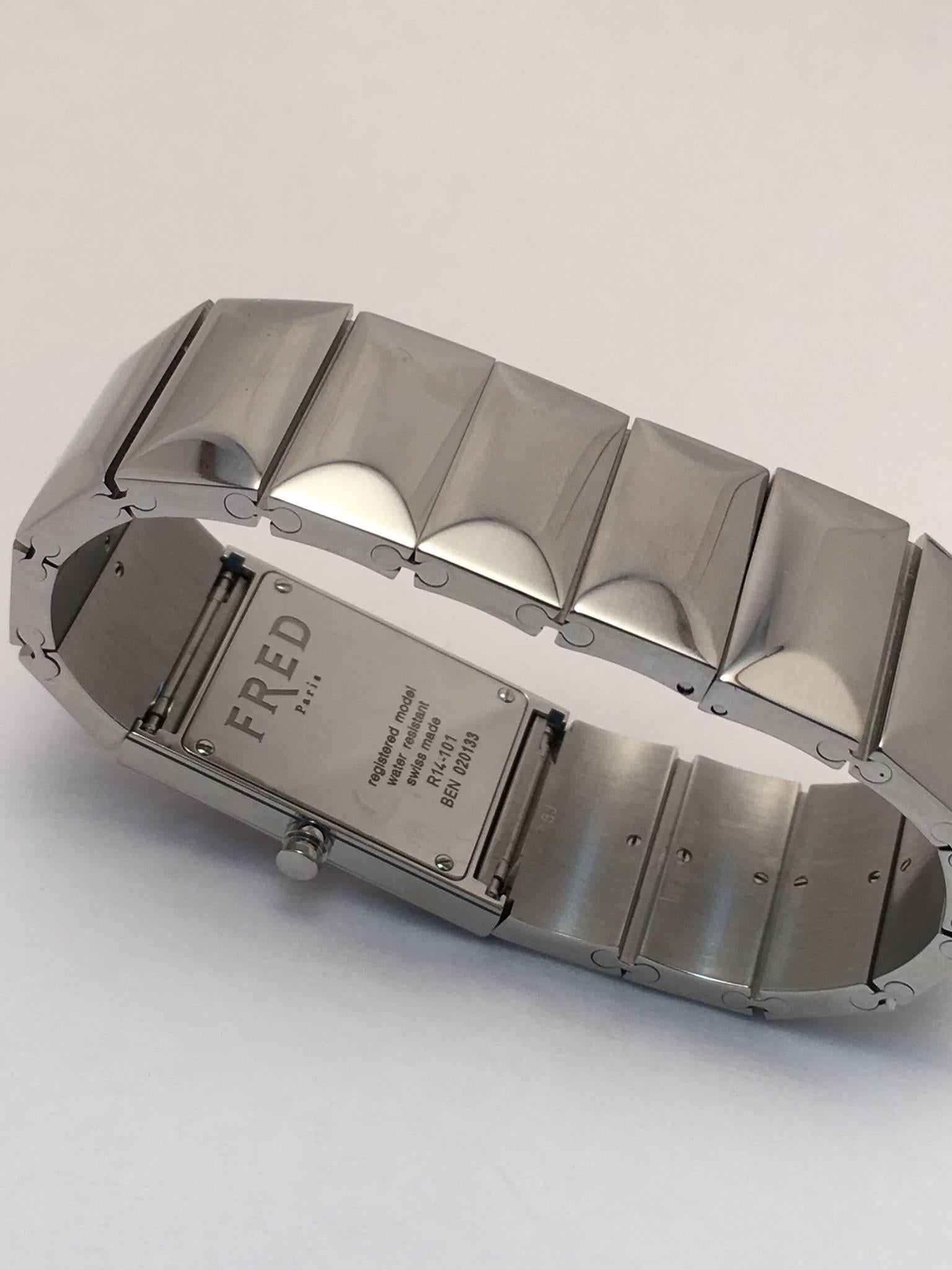 Modern Fred Ladies Stainless Steel Diamond Quartz Wristwatch