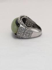 Very Distinctive Art Deco Onyx Diamond Jadeite Jade Platinum Saddle Ring