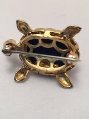 18 Kt. Yellow Gold Lapis Lazuli and Diamond Turtle Brooch