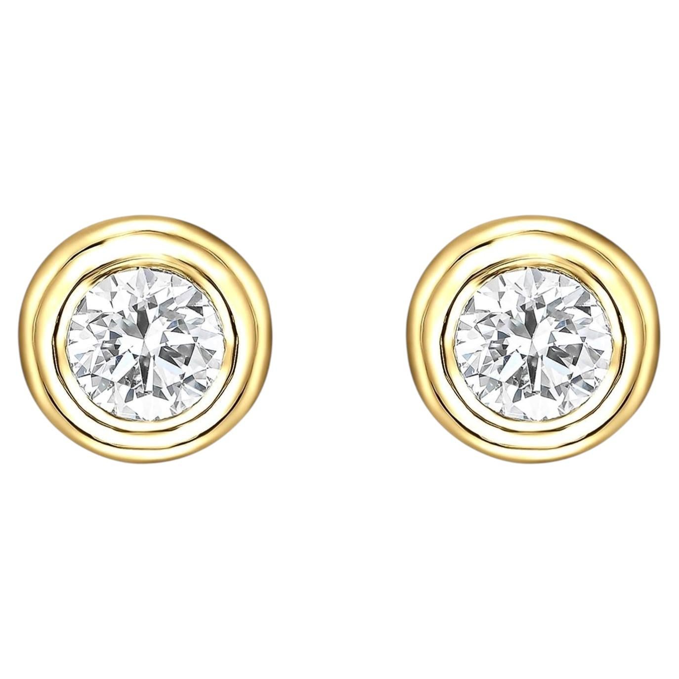 18K Gold Stud Earrings 0.28ct Natural Diamond (E-F/VVS-VS) IGI Certified