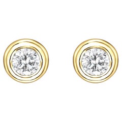 Orecchini a bottone in oro 18 carati con diamante naturale da 0,28 carati (E-F/VVS-VS), certificati IGI