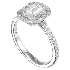 18K White Gold Engagement Ring 0.87ct Natural Diamond (Emerald, D/IF) GIA