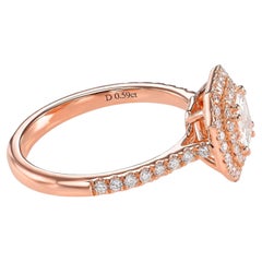 18K Rose Gold Set, 0.94ct Natural Diamonds (Asscher, I Color, VVS1)