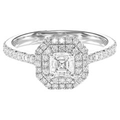 18K White Gold Ring 0.86ct Natural Diamond (Asscher, H, VS1) IGI Certified