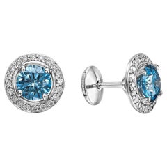 18K White Gold Stud Earrings, 2.11ct Diamond (Round, FVGB, SI2) GIA Certified