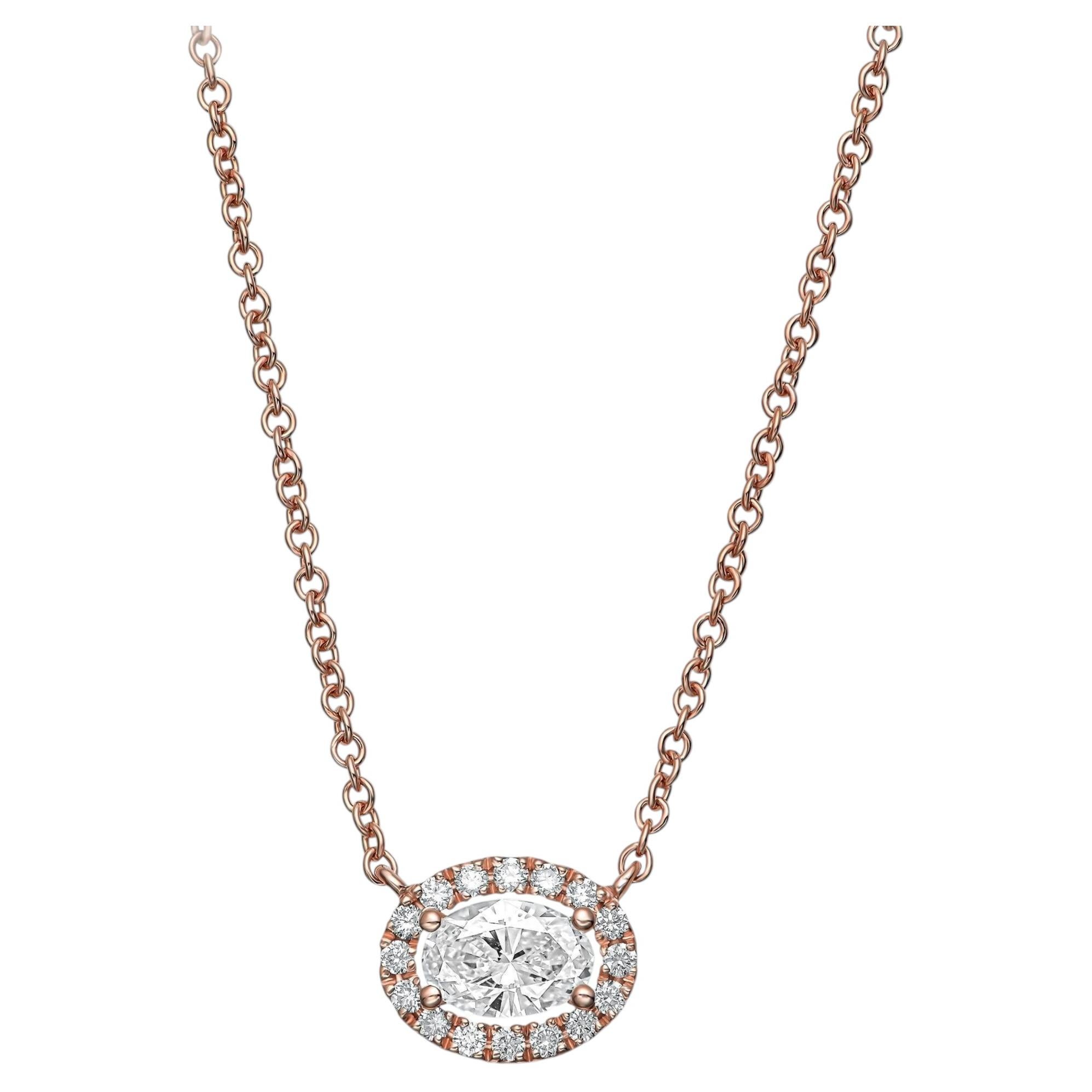 14K Rose Gold Pendant Necklace With 0.54 Total Carat Weight Natural Diamond