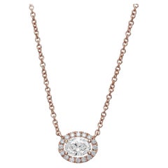 14K Rose Gold Pendant Necklace With 0.54 Total Carat Weight Natural Diamond