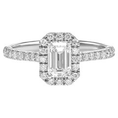 Ring aus 18 Karat Weißgold mit einem natürlichen Diamanten von 0,94 Karat (Smaragdschliff, D, VVS1), IGI-zertifiziert