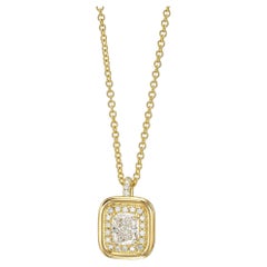 18K Gold Pendant Necklace 0.58ct Natural Diamond (Cushion, I, SI2) IGI Certified