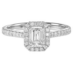18K White Gold Ring 0.92ct Natural Diamond (Emerald, G, VVS1) GIA Certified