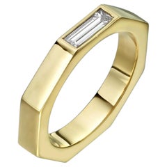 18K Yellow Gold Octagon Engagement Ring 0.28 Ct. Diamond G/VS2 Dainty
