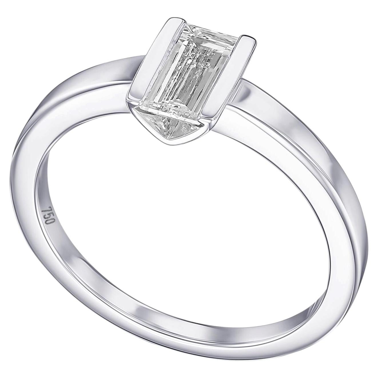Verlobungsring aus 18-karätigem Weißgold, 0,58 Karat. Diamant (Baguette D–E/VVS1–VVS2)