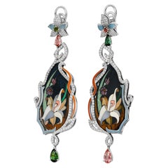 18k white Gold Drop Earrings Haute Joaillerie