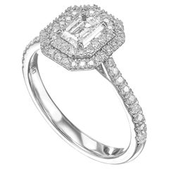 18K White Gold Ring 0.89ct Natural Diamond (Emerald Cut, F, SI1) GIA Certified
