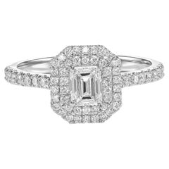 18K White Gold Ring 0.86ct Natural Diamond (Emerald, G, VVS2) GIA Certified