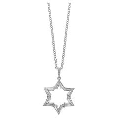 Collana con ciondolo a forma di Stella di David in oro bianco 18 carati con diamanti per un totale di 1,75 carati (D-E VVS)