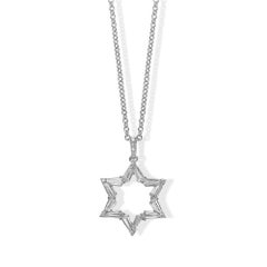 18K White Gold Star of David Pendant Necklace with 1.75 ctw Diamonds ( D-E VVS)