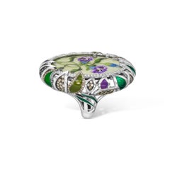 The Painted Garden Statement Ring 18K White Gold