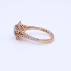 Bague à double halo en or rose 18 carats, sertie d'un diamant Radiant de couleur rose brunâtre « Fancy » certifié GIA, de 2,01 carats