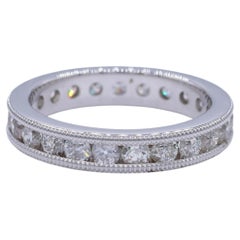 1.73 Carat Total Weight Antique Old European Diamond Channel Eternity Band 14KW