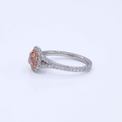 1.00 Carat TW GIA Fancy Pink Diamond Halo Ring in Platinum and 18K Rose Gold