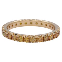 1.13 Carat Total Weight Fancy Yellow Diamond Eternity Band 18K Yellow Gold SZ6.5