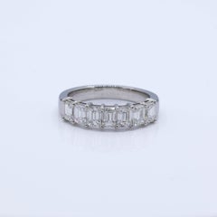 1.67 Carat Total Weight Emerald Cut Diamond 7 Stone Band, F VS1, Platinum SZ 6