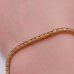 4.96 Carat Total Weight Fancy Yellow Diamond Line Tennis Bracelet 18K Yellow