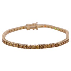 4.96 Carat Total Weight Fancy Yellow Diamond Line Tennis Bracelet 18K Yellow
