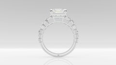 6.41 Carat Total Weight GIA Asscher Diamond Cascading Ring Platinum Custom