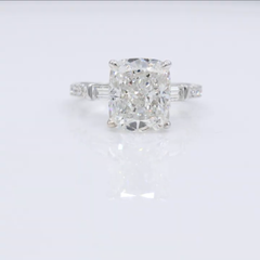4.66 Carat Total Weight GIA Elongated Cushion Cut Diamond Ring in 18K White Gold