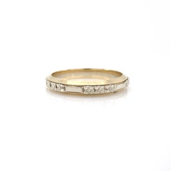 Vintage Retro Two Tone Gold Keepsake Orange Blossom Wedding Band, Ring Size 7