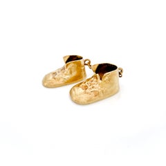 Vintage 14K Baby Shoes Charm, 1960s Baby Boot Pendant