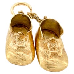 Vintage 14K Baby Shoes Charm, 1960s Baby Boot Pendant
