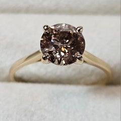 Certified 14kt. Gold Natural 1.52ct. Champagne Brown Diamond Solitaire Ring