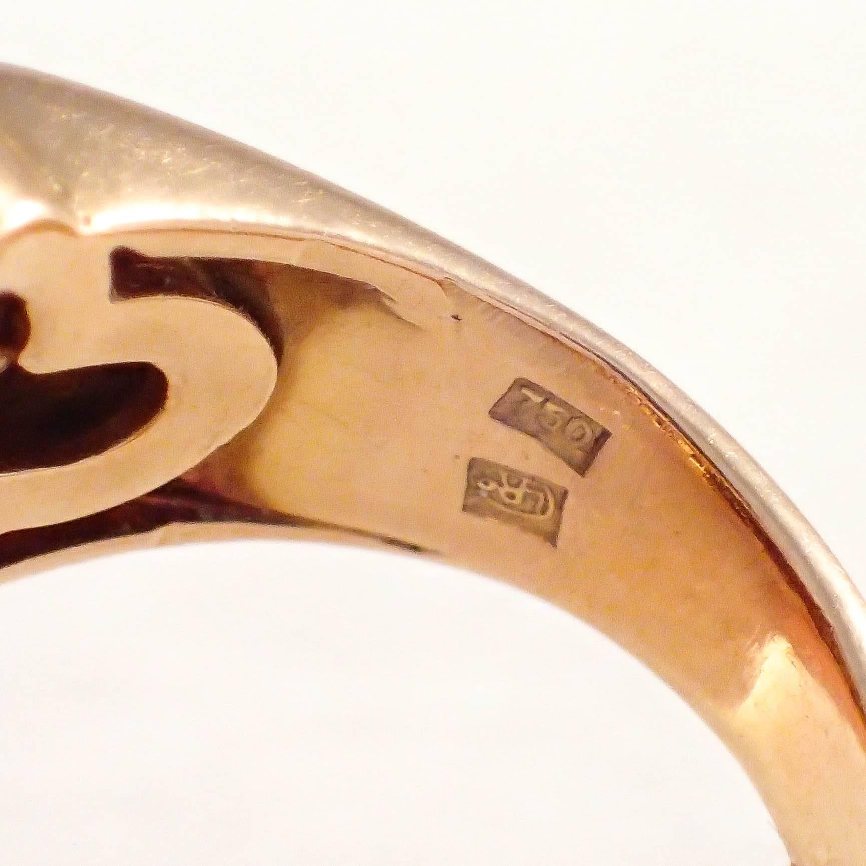 1940s Retro Tourmaline Diamond Gold Ring 1