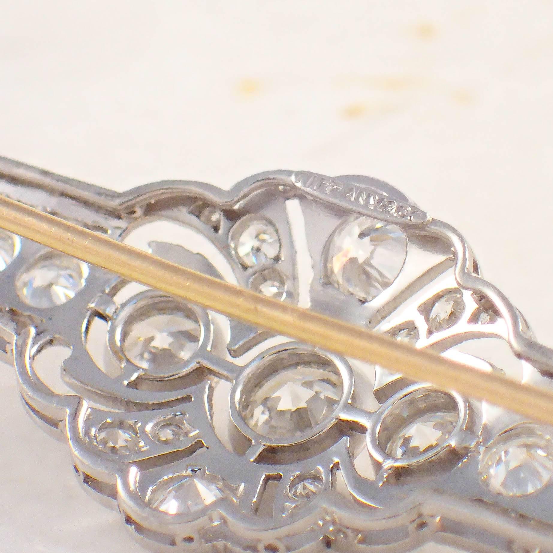 Women's Tiffany & Co. Art Deco Diamond Platinum Bar Pin For Sale