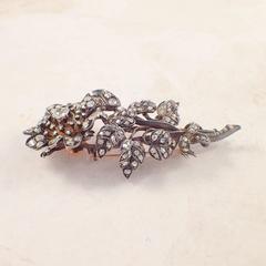 Georgian Diamond Silver Over Gold Brooch